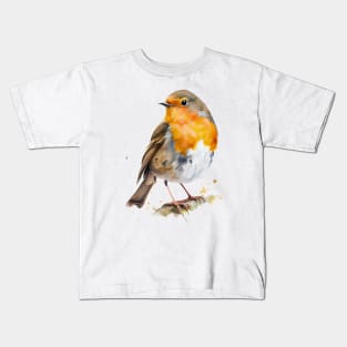 Robin Bird Watercolor Kids T-Shirt